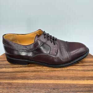 Mezlan Napoli Oxfords Men's 9 M Burgundy Leather Cap Toe Lace Up Dress Shoes